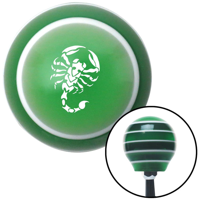 White Scorpion Green Stripe Shift Knob with M16 x 15 Insert