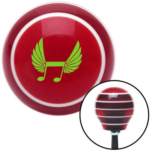 Green Musical Note w Wings Red Stripe Shift Knob with M16 x 15 Insert