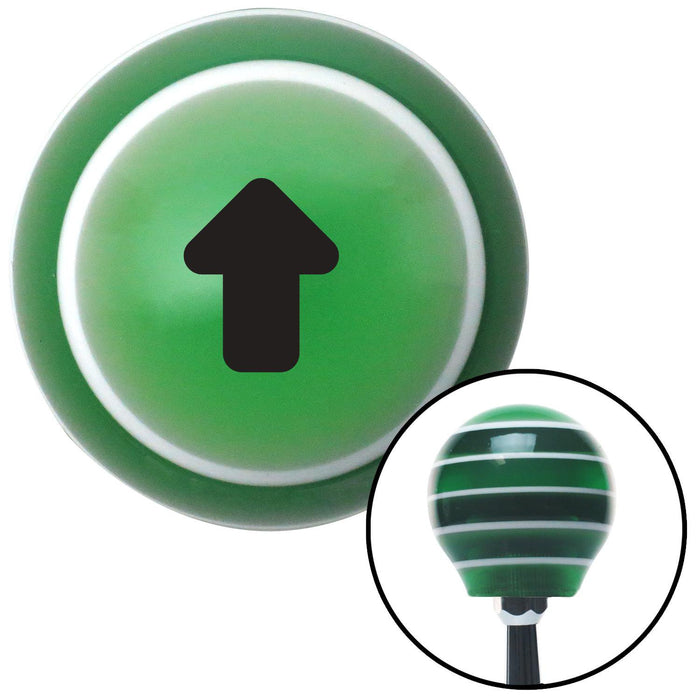 Black Bubble Solid Arrow Up Green Stripe Shift Knob with M16 x 15 Insert