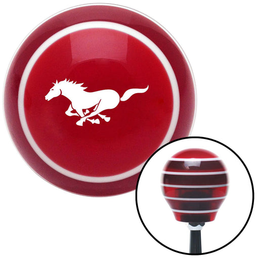 White Mustang Red Stripe Shift Knob with M16 x 15 Insert