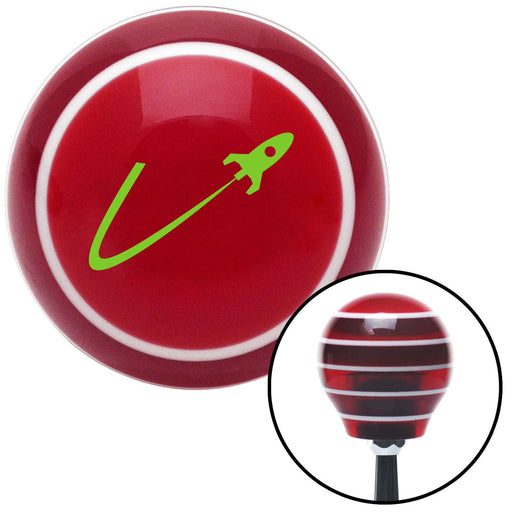 Green Rocketship Flying Red Stripe Shift Knob with M16 x 15 Insert