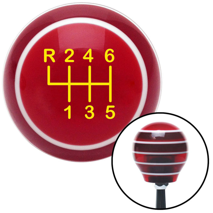 Yellow Shift Pattern 19n Red Stripe Shift Knob with M16 x 15 Insert