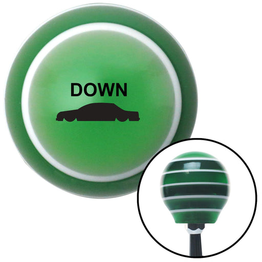 Black Automotive Sedan Down Green Stripe Shift Knob with M16 x 15 Insert