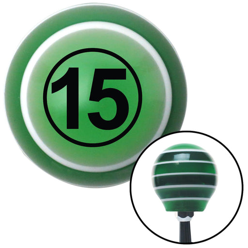 Black Ball 15 Green Stripe Shift Knob with M16 x 15 Insert