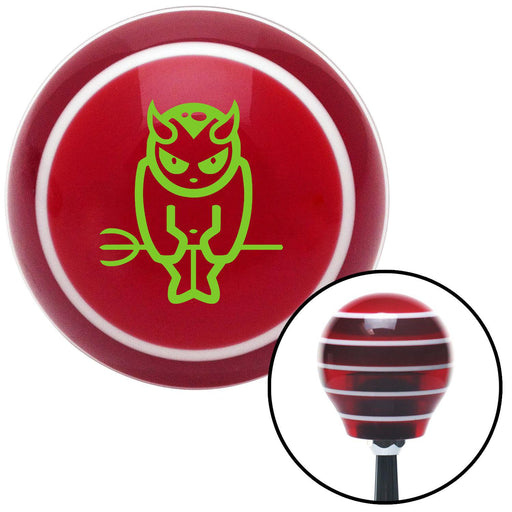 Green Devil Holding a Pitch Fork Red Stripe Shift Knob with M16 x 15 Insert