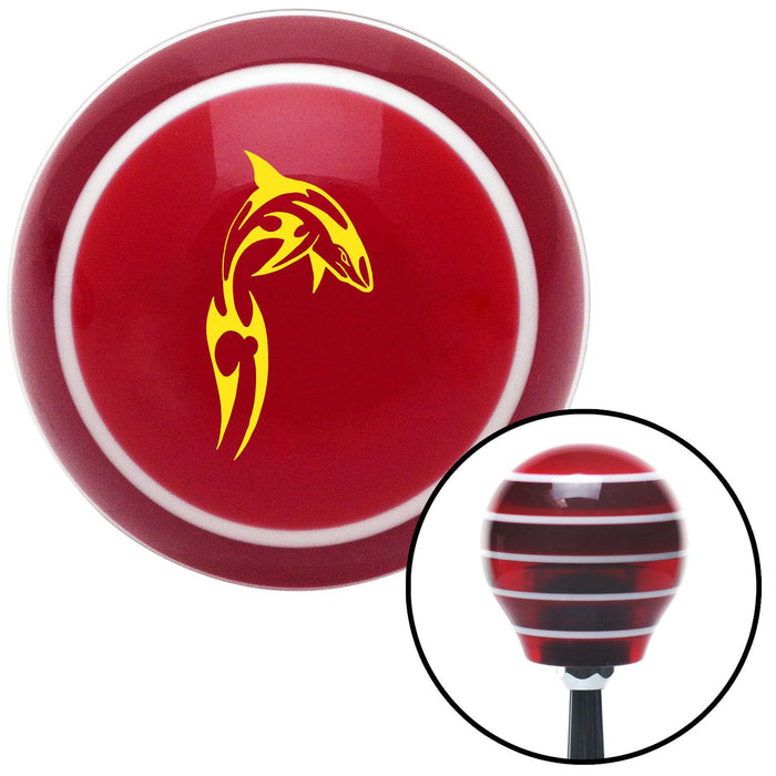 Yellow Abstract Shark Red Stripe Shift Knob with M16 x 15 Insert