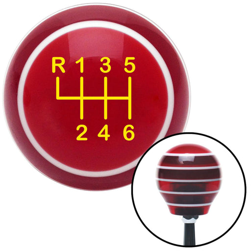 Yellow Shift Pattern 25n Red Stripe Shift Knob with M16 x 15 Insert