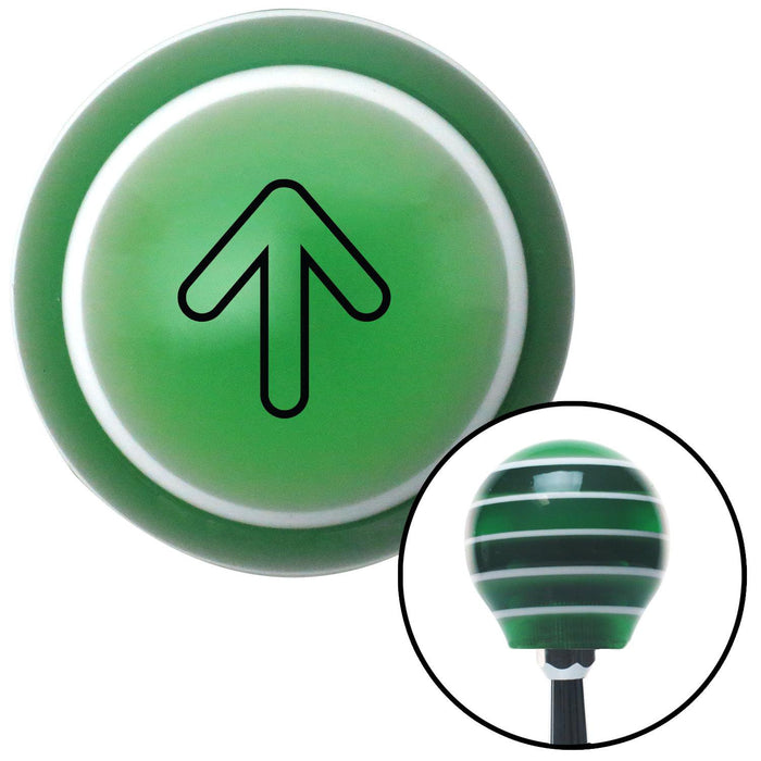 Black Directional Arrow Up Green Stripe Shift Knob with M16 x 15 Insert