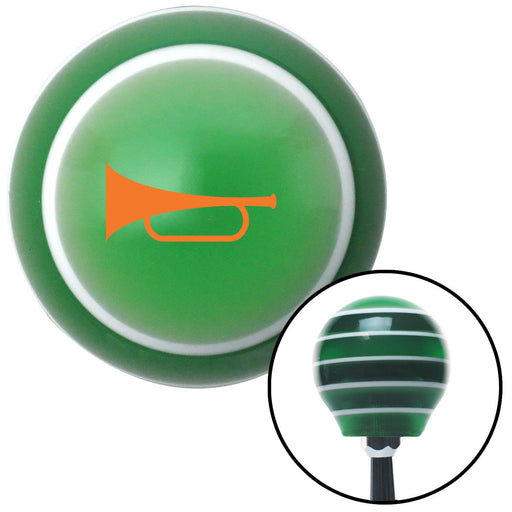 Orange Horn Trumpet Green Stripe Shift Knob with M16 x 15 Insert