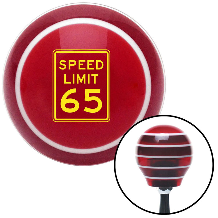 Yellow Speed Limit 65 Red Stripe Shift Knob with M16 x 15 Insert