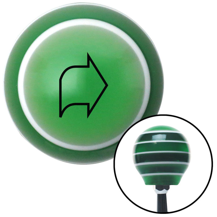 Black Fat Arrow Right Green Stripe Shift Knob with M16 x 15 Insert