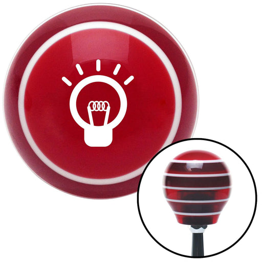 White Light Bulb On Red Stripe Shift Knob with M16 x 15 Insert