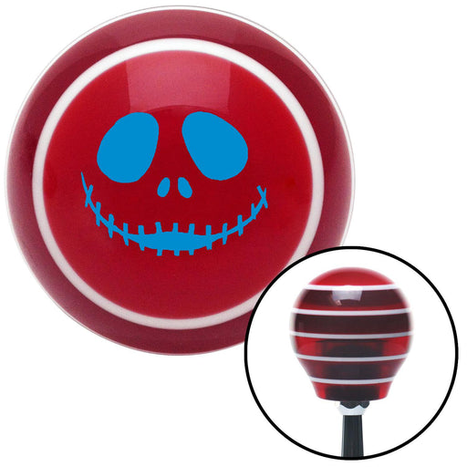 Blue Skull Face Red Stripe Shift Knob with M16 x 15 Insert