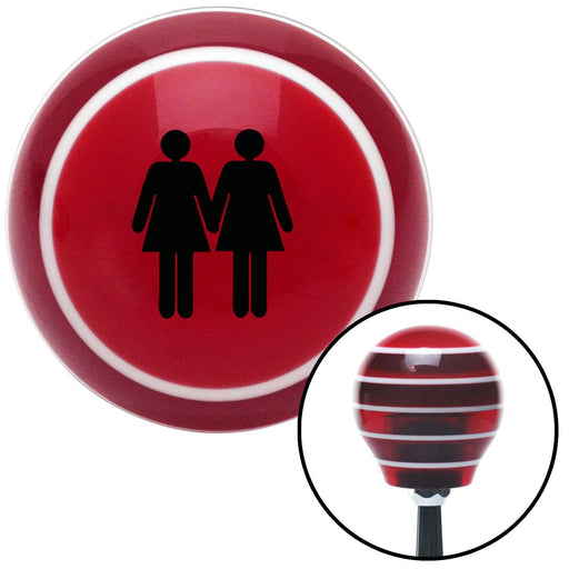 Black 2 Women Holding Hands Red Stripe Shift Knob with M16 x 15 Insert