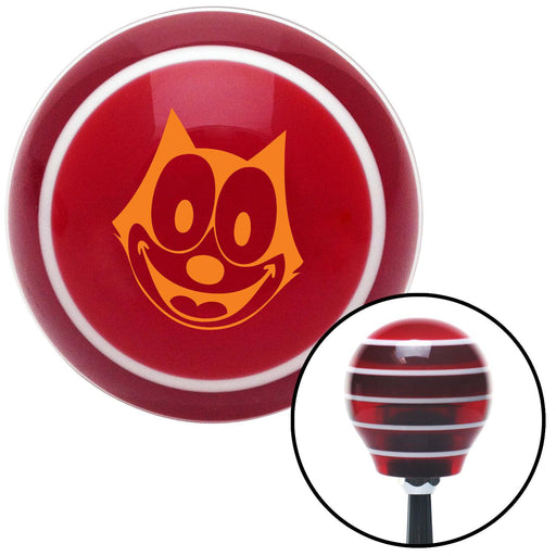 Orange Felix The Cat Smiling Red Stripe Shift Knob with M16 x 15 Insert