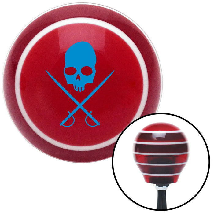 Blue Skull  Swords Red Stripe Shift Knob with M16 x 15 Insert