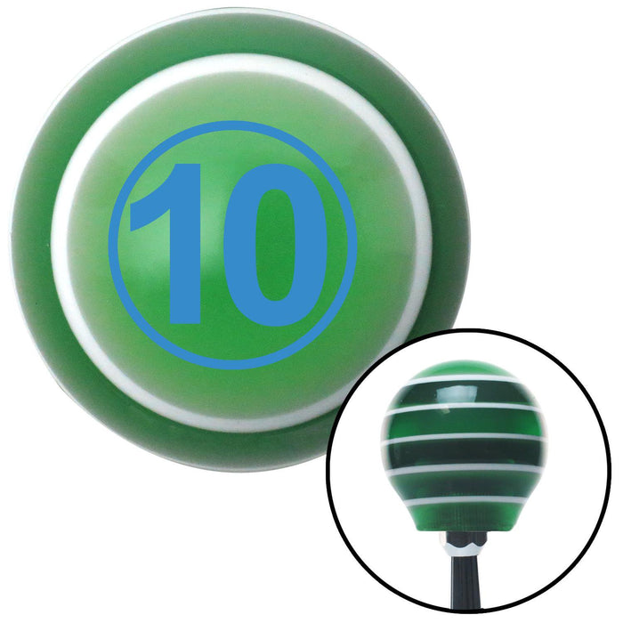 Blue Ball 10 Green Stripe Shift Knob with M16 x 15 Insert