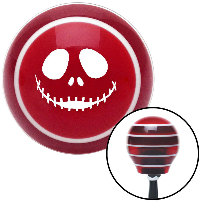 White Jack O Lantern Face Red Stripe Shift Knob with M16 x 15 Insert