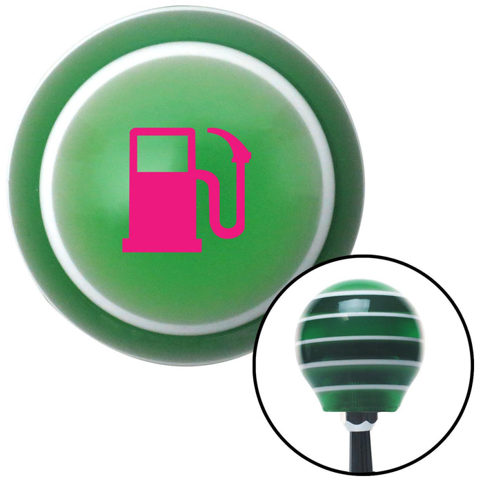 Pink Gas Station Tank Green Stripe Shift Knob with M16 x 15 Insert