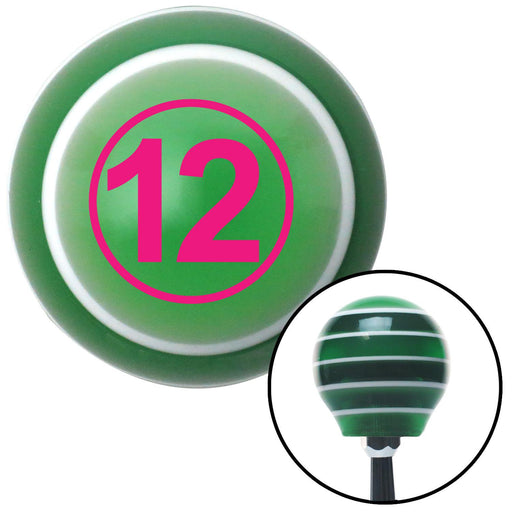 Pink Ball 12 Green Stripe Shift Knob with M16 x 15 Insert