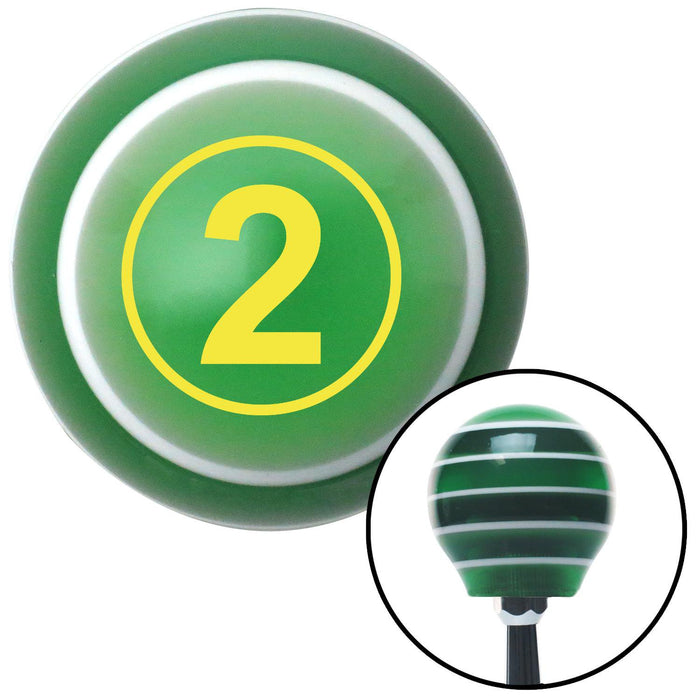 Yellow Ball 2 Green Stripe Shift Knob with M16 x 15 Insert