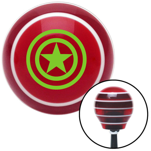 Green Star w 2 Circles Red Stripe Shift Knob with M16 x 15 Insert