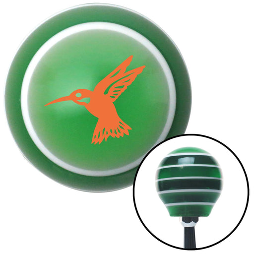 Orange Hummingbird Green Stripe Shift Knob with M16 x 15 Insert