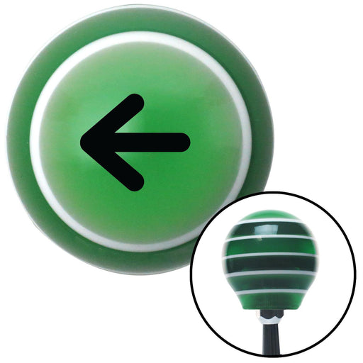 Black Solid Directional Arrow Left Green Stripe Shift Knob with M16 x 15 Insert