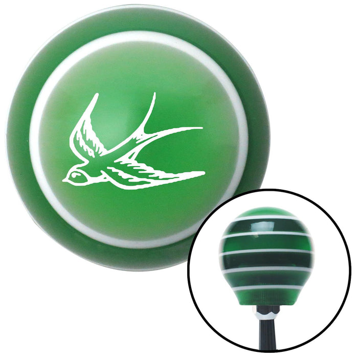 White Swallow Green Stripe Shift Knob with M16 x 15 Insert