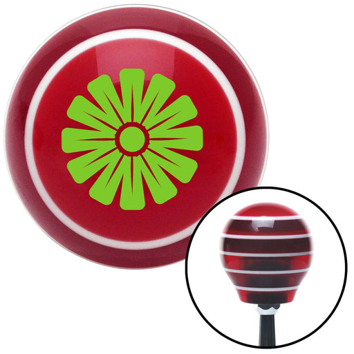 Green Flower  Mum Red Stripe Shift Knob with M16 x 15 Insert