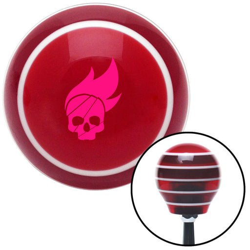 Pink Skull Flame Red Stripe Shift Knob with M16 x 15 Insert