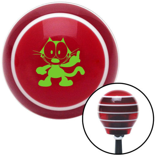 Green Felix The Cat Middle Finger Red Stripe Shift Knob with M16 x 15 Insert