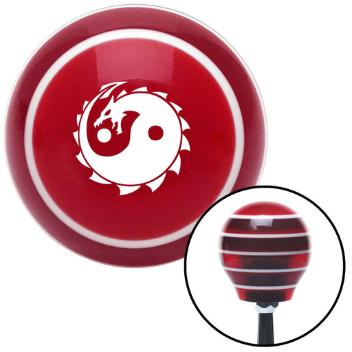 White Yin Yang Dragon Red Stripe Shift Knob with M16 x 15 Insert