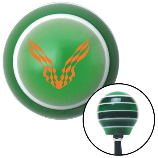 Orange Checkered Racing WIngs Green Stripe Shift Knob with M16 x 15 Insert