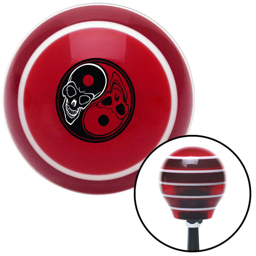 Yin Yang Skulls Red Stripe Shift Knob with M16 x 15 Insert