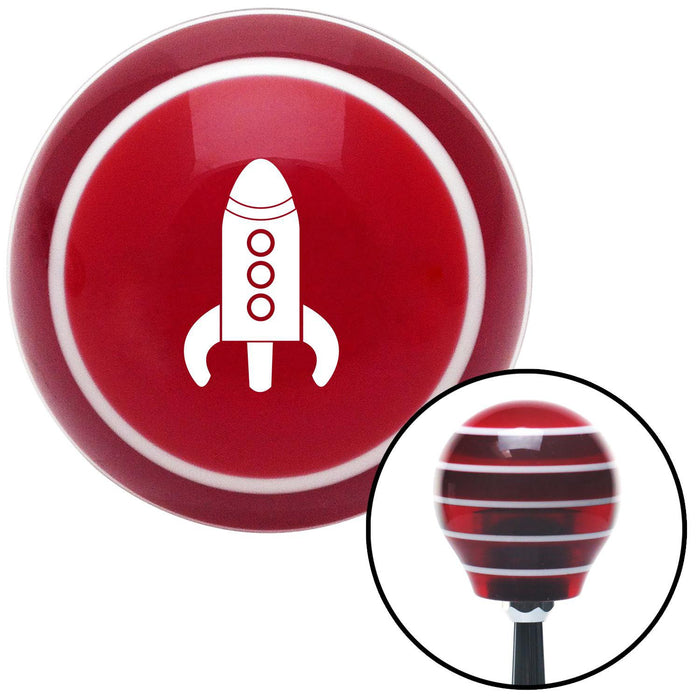 White Space Ship Red Stripe Shift Knob with M16 x 15 Insert