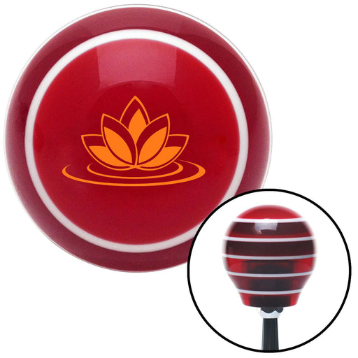 Orange Flower on Lilypad Red Stripe Shift Knob with M16 x 15 Insert