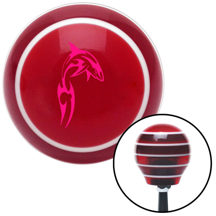 Pink Abstract Shark Red Stripe Shift Knob with M16 x 15 Insert