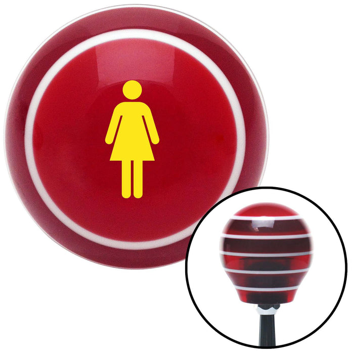 Yellow Women Red Stripe Shift Knob with M16 x 15 Insert