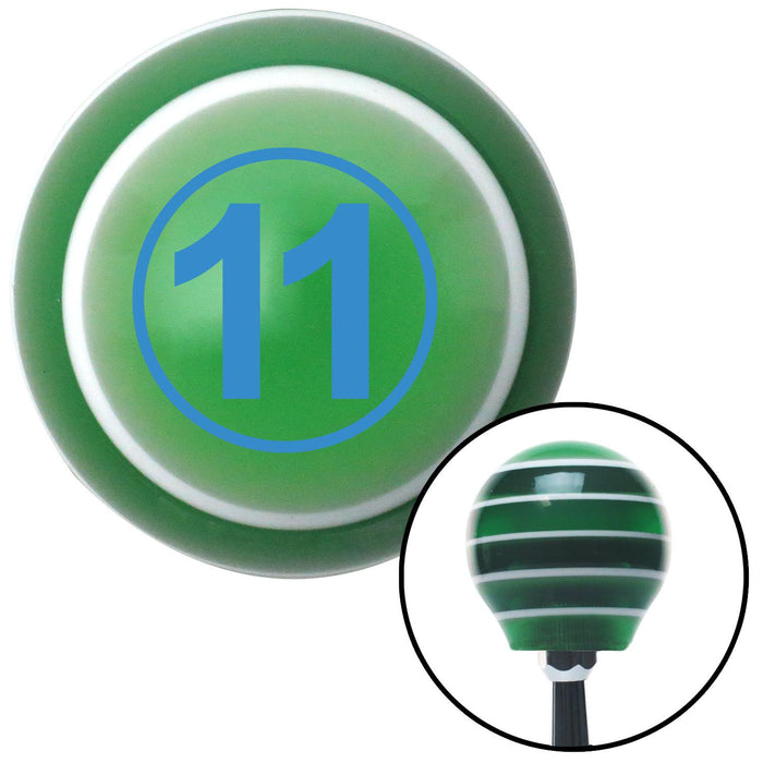 Blue Ball 11 Green Stripe Shift Knob with M16 x 15 Insert