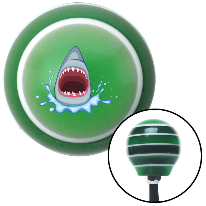 Shark Head Green Stripe Shift Knob with M16 x 15 Insert