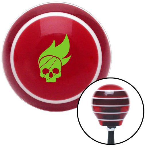 Green Skull Flame Red Stripe Shift Knob with M16 x 15 Insert