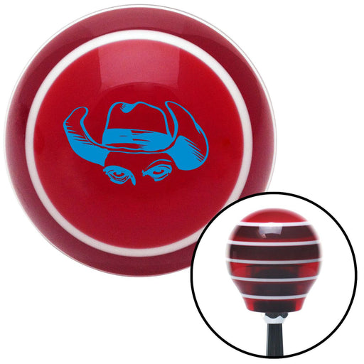 Blue Cowboy Eyes Red Stripe Shift Knob with M16 x 15 Insert