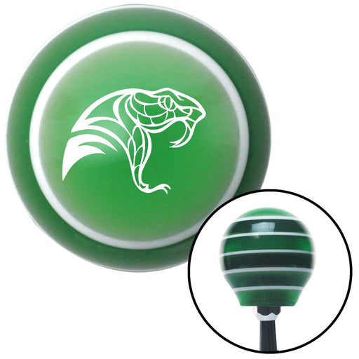 White Snake Profile Green Stripe Shift Knob with M16 x 15 Insert