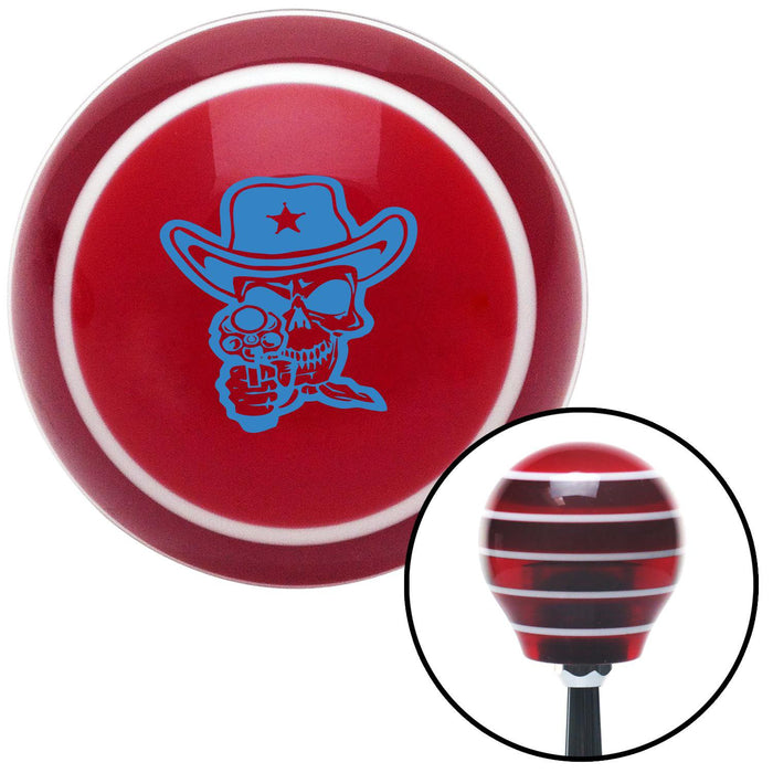 Blue Cowboy Skull Red Stripe Shift Knob with M16 x 15 Insert