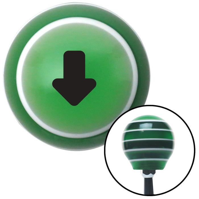 Black Bubble Solid Arrow Down Green Stripe Shift Knob with M16 x 15 Insert