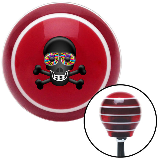 Psychedelic Skull Red Stripe Shift Knob with M16 x 15 Insert