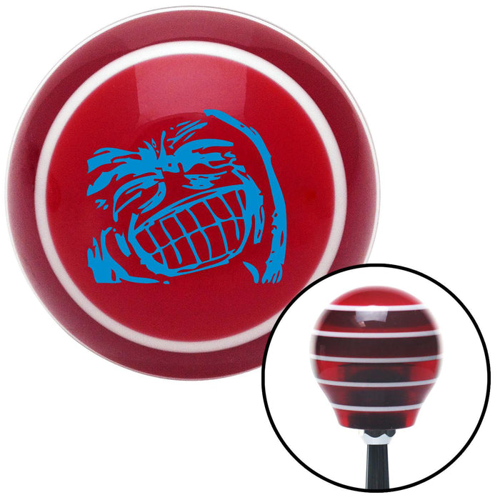 Blue Big Grin Meme Red Stripe Shift Knob with M16 x 15 Insert