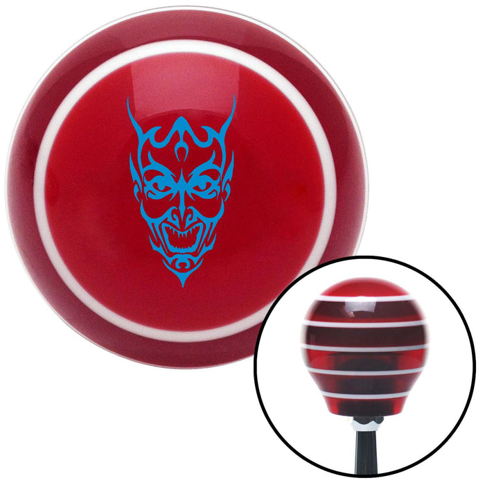 Blue Abstract Devil Face Red Stripe Shift Knob with M16 x 15 Insert