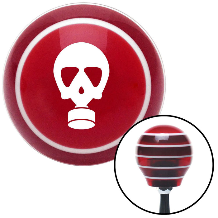 White Gas Mask Skull Red Stripe Shift Knob with M16 x 15 Insert